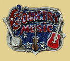 COUNTRY MUSIC Belt Buckle + display stand