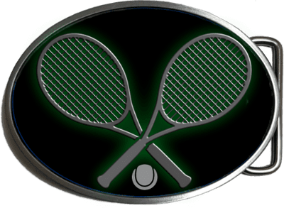 Crossed Tennis Rackets and Ball Belt Buckle Code:A0160