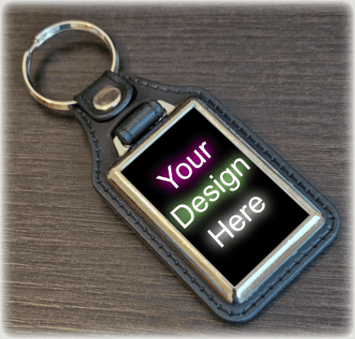 Custom Quality Leather Keyring Fob - Image and/or Text