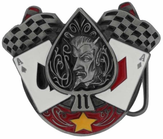 Demon Devil Satan Cards Aces Poker Belt Buckle. Code CB3