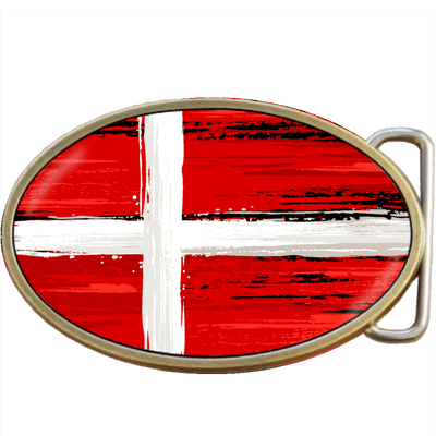 Denmark Grunge Danish Flag Belt Buckle. Code A0025