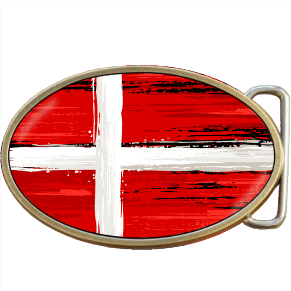 Denmark Grunge Danish Flag Belt Buckle. Code A0025