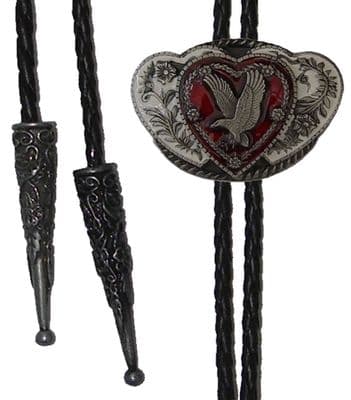Eagle and 3 Hearts Bolo Tie. Code BTWW22E