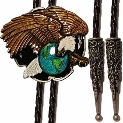 Eagle and Globe Bolo Tie. Code BTWW37E