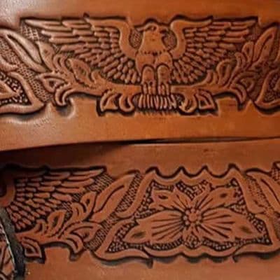 Eagle Floral Embossed Full Grain Leather Belt . 1½