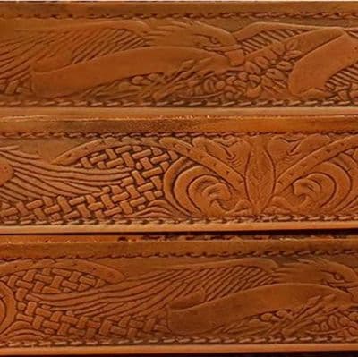 Eagle Scroll Embossed Full Grain Leather Belt . 1½