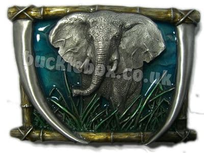 ELEPHANT BELT BUCKLE + display stand