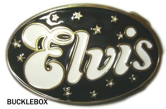 Elvis Black and White Oval Belt Buckle Code AD2
