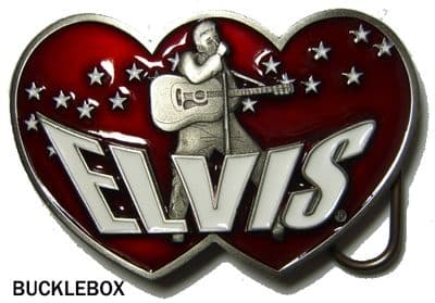 Elvis Presley Double Hearts Belt Buckle - Limited Edition of 10000 + display stand. Code PG3