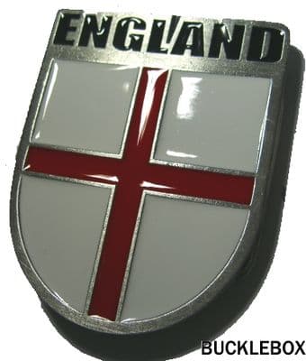 ENGLAND SHIELD BELT BUCKLE + display stand