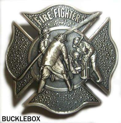 FIRE FIGHTER CROSS BELT BUCKLE + display stand