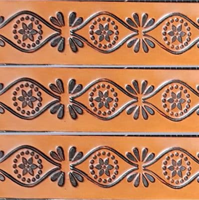 Flowery Design Embossed Full Grain Leather Belt . 1½