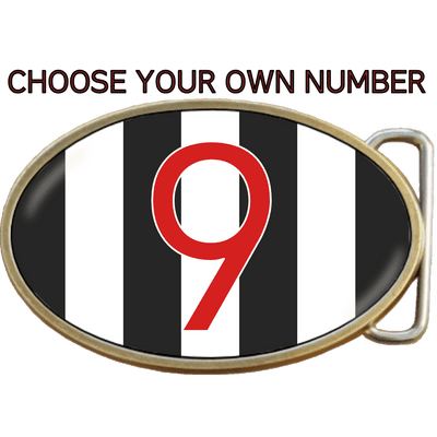 Football Soccer Black and White Stripes Buckle. Choose number. Leather belt optional. Code A0076