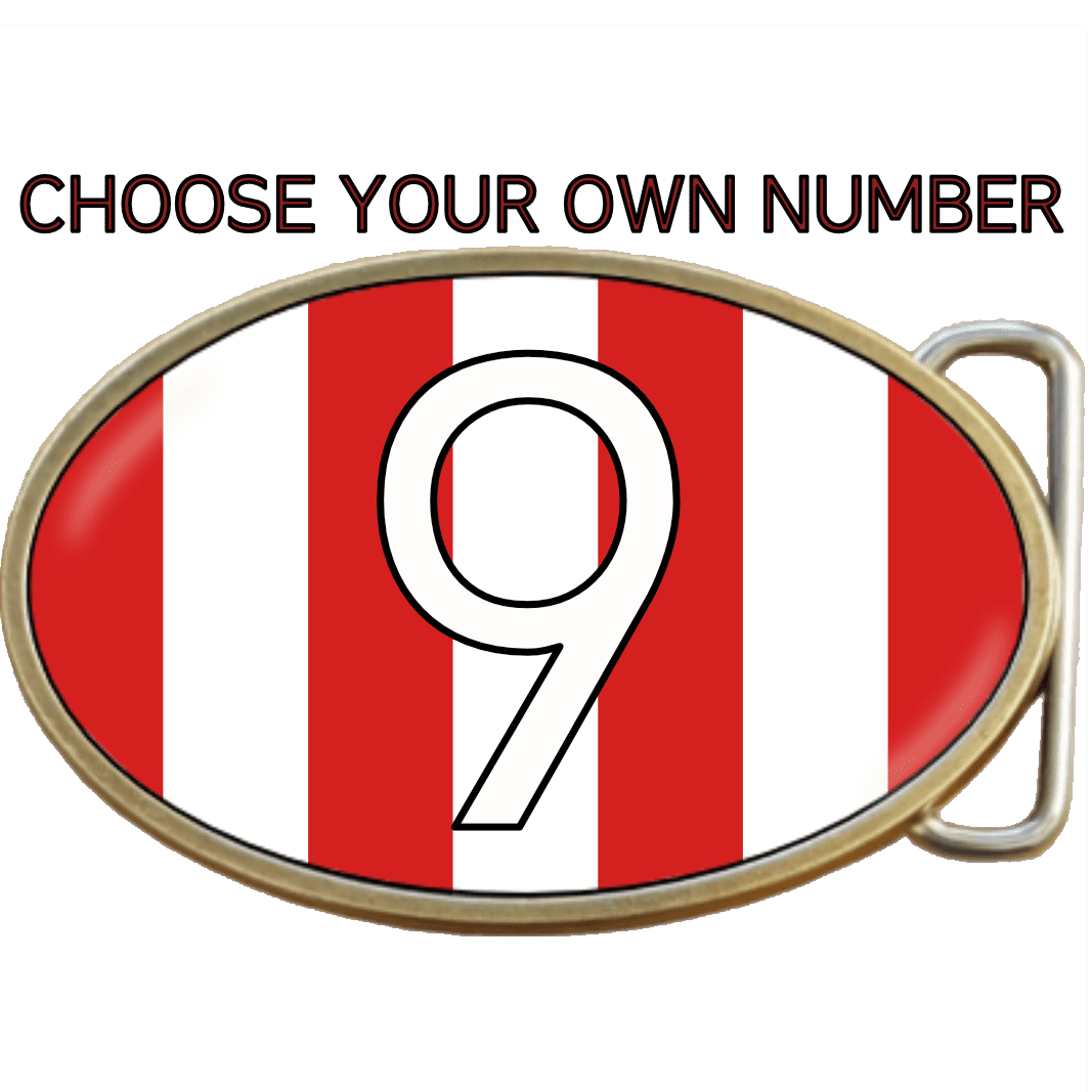 Football Soccer Red and White Stripes Buckle Choose number Code A0077