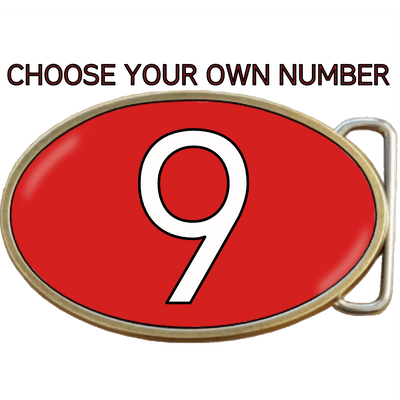 Football Soccer Red Shirt Belt Buckle. Choose number. Code A0078