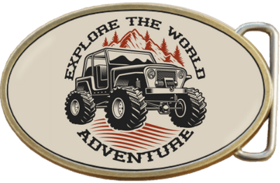 Four 4x4 Wheel Drive Off Road Adventure  Belt Buckle. Code A0086