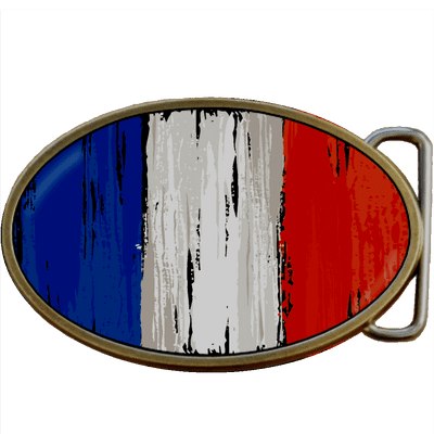 French Grunge France Flag Belt Buckle. Code A0020