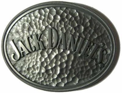 GENUINE JACK DANIEL'S (hammered effect) BELT BUCKLE + display stand - Offically Licensed