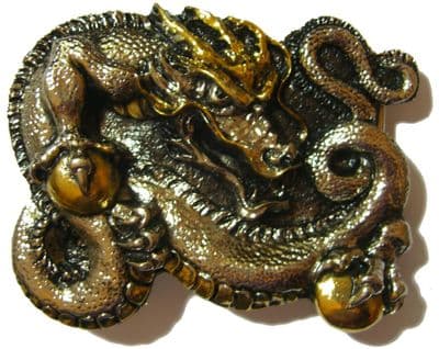 Gold & Silver Plated Chinese Dragon Belt Buckle. Code CH8