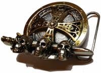 Gold & Silver Plated Norse Skulls Belt Buckle