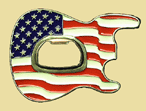 GUITAR BOTTLE OPENER USA STARS & STRIPES Belt Buckle + display stand. Code HA2