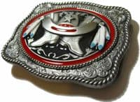 Hat and Boots Belt Buckle + display stand. Code TR1