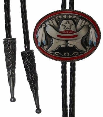 Hat, Boots and Feathers Bolo Tie. Code BTWW13E