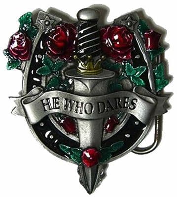 He Who Dares Dagger and Roses Belt Buckle. Code BL3