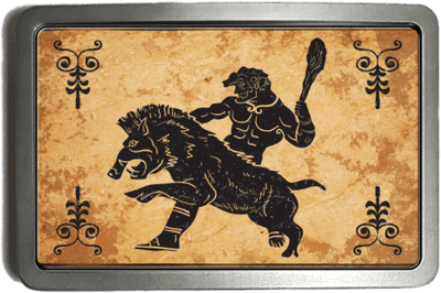 Hercules Forth Labour Erymanthian Boar Belt Buckle. code: A0221