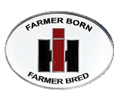 HI Farmer Born, Farmer Bred Belt Buckle with display stand. Product code WC6