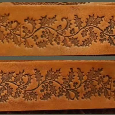 Holly Embossed Full Grain Leather Belt . 1½