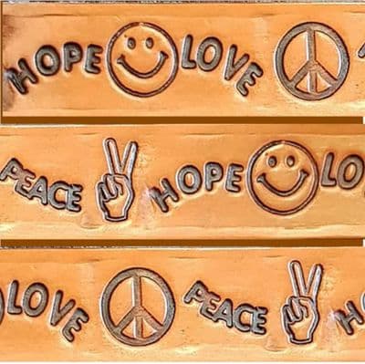 Hope, Love & Peace Embossed Full Grain Leather Belt . 1½