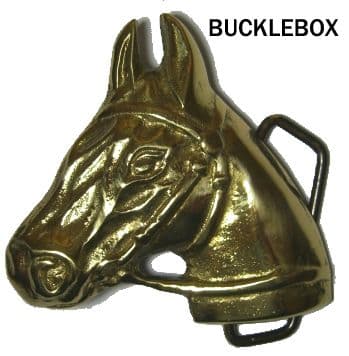 Horse Head (solid brass) Belt Buckle + display stand. Code HJ8