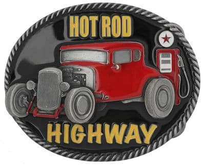 Hot Rod Highway Belt Buckle with display stand (FM1)
