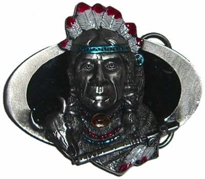 Indian Oval Belt Buckle with display stand