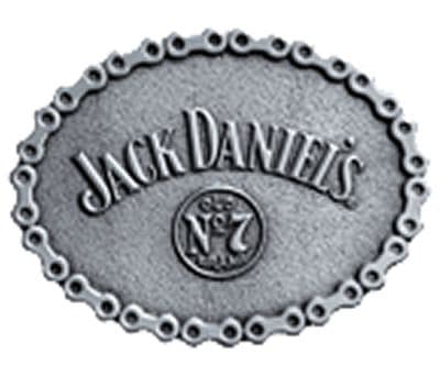 Jack Daniel's Oval Chain Belt Buckle with display stand. Officially licensed. Product code WF1