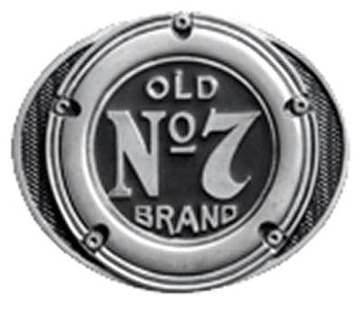 Jack Daniels Old No.7 Gas Petrol Cap Belt Buckle with display stand. Product code WB7