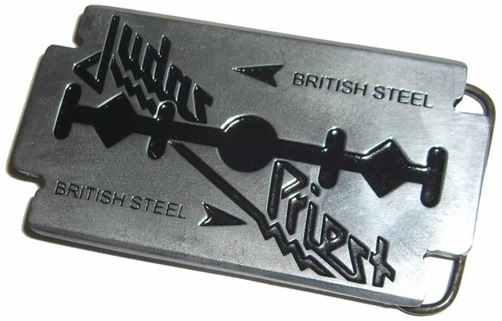 JUDAS PRIEST RAZOR BLADE Belt Buckle display stand Made in USA
