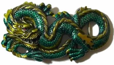 Large Chinese Dragon Belt Buckle + display stand. Code HE1