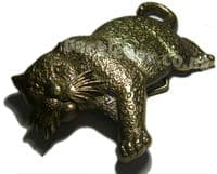 LEOPARD (SOLID BRASS) BELT BUCKLE. Product code: HJ6