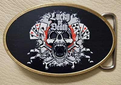 Lucky or Death Ace of Spades Skull Belt Buckle. Code A0056