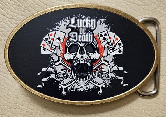 Lucky or Death Ace of Spades Skull Belt Buckle. Code A0056