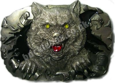Mad Wolf Belt Buckle with display stand