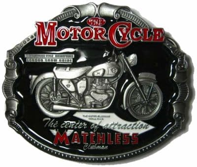 Matchless Motorcycle Belt Buckle + display stand. Code PD5