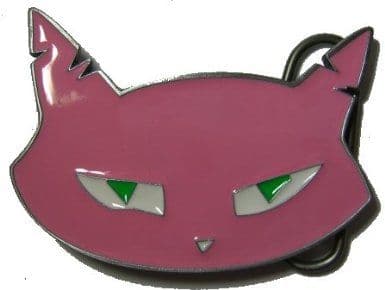 MEAN PINK KITTY BELT BUCKLE + display stand. Product code ZF5