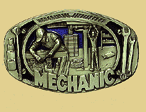 MECHANIC (2) BELT BUCKLE + display stand