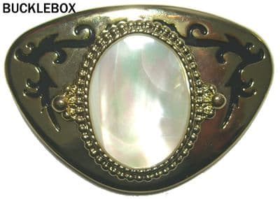 MOTHER OF PEARL BELT BUCKLE + display stand. Code ZT7