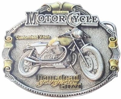 Moto Guzzi Motorcycle Gold and Silver Plated Belt Buckle with display stand. Code HA4