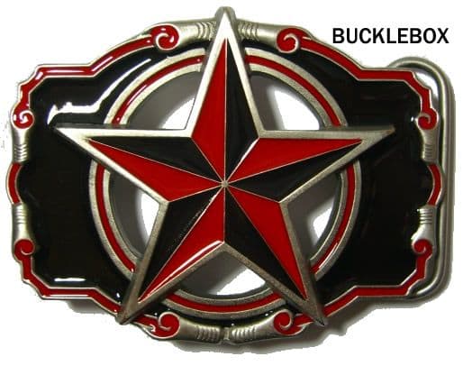 Nautical Star Belt Buckle Red/Black display stand Code MM2