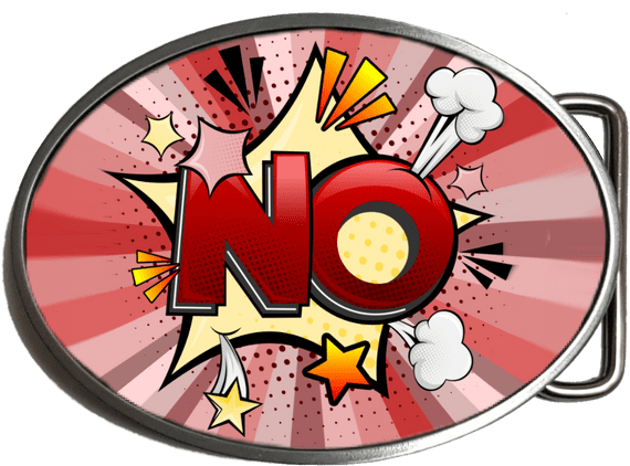 NO! Comic Belt Buckle. Code: A0132